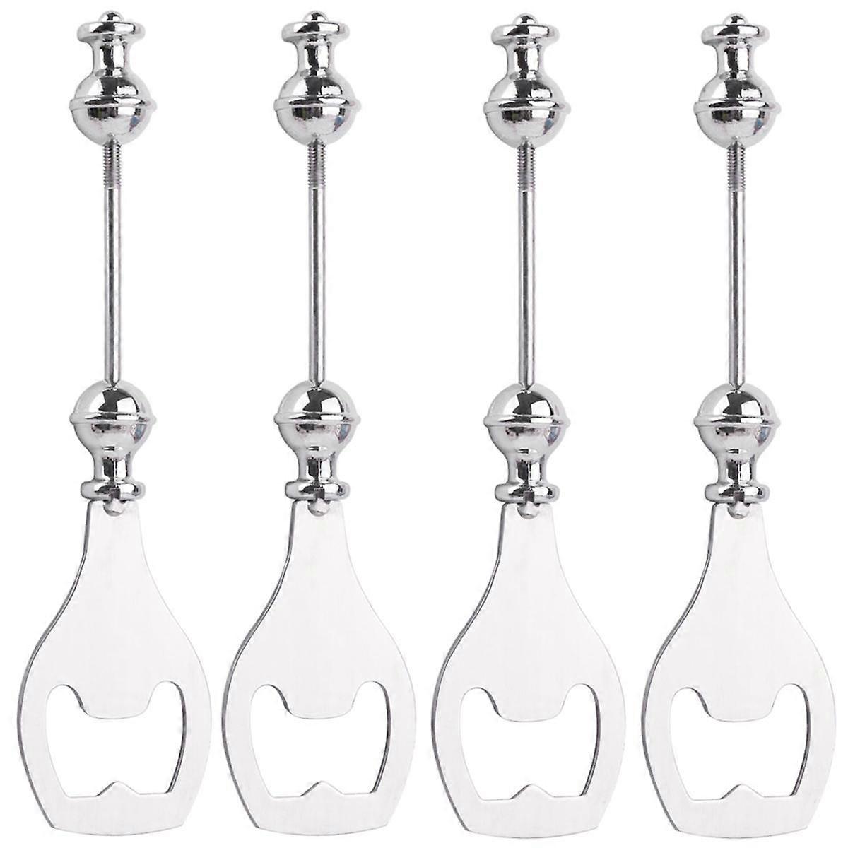 4 Pack DIY Beaded Beer Opener Metal Bottle Opener Decorative Beaded Bottle Opener for Bartenders Ki