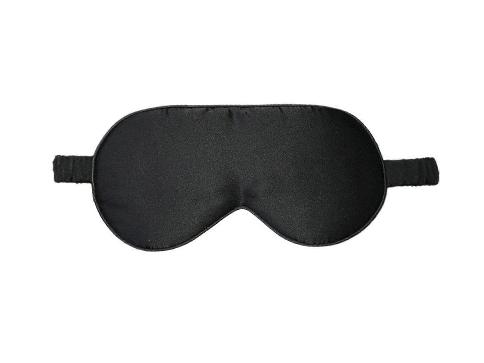 1Pc Pure Mulberry Silk Sleep Eye Mask Light Blocking Blindfold - Black