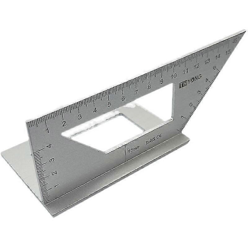 Triangle Square Angle Ruler Protractor Alloy Measuring Tool - Multi-function Angle Ruler, Aluminum Alloy Ruler, T-shaped Vertical Gauge (silver)one Pi