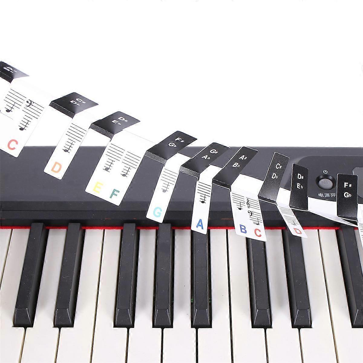 2 PCS 88 Keys Removable Piano KEY Labels Piano Keyboard Stickers Piano Notes Marker for Beginners S