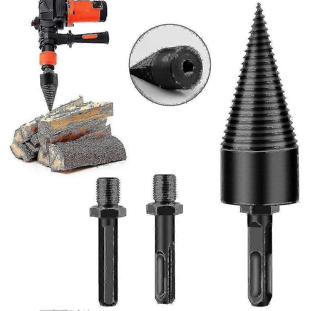 Dww-wood Splitter Bit, Firewood Hand Drill Bit With 3 Different Shaped Bits, Fits 32mm