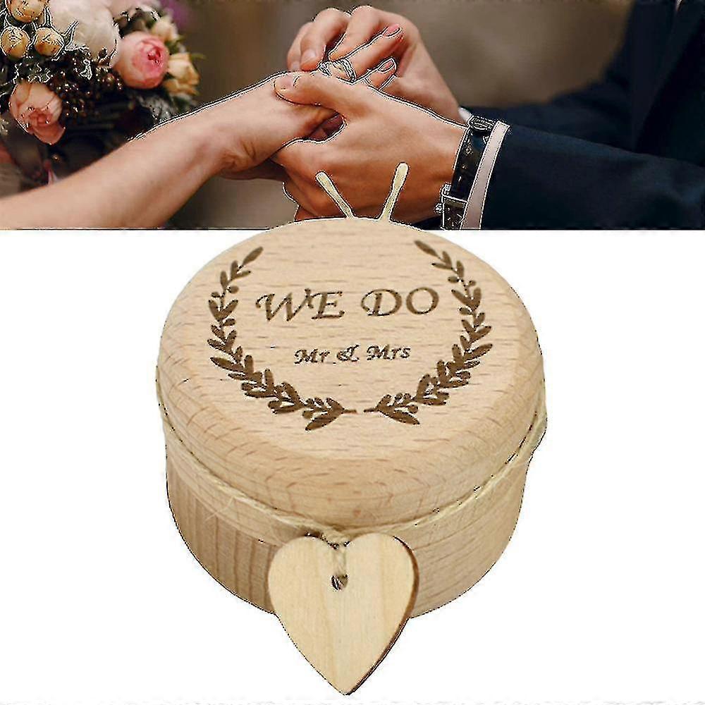 Engagement Ring Box Round Shape Detachable Wooden Ring Case For Proposal Wedding