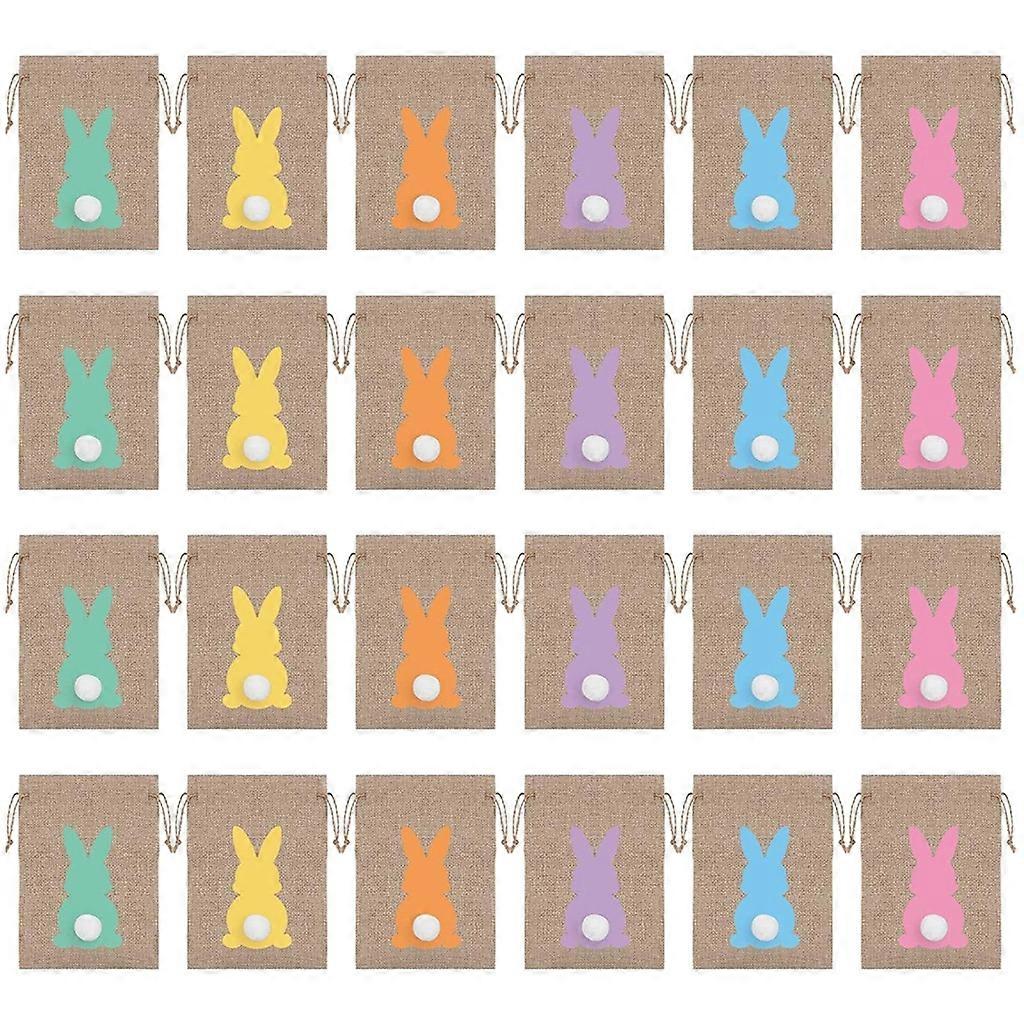 24Pcs Easter Bunny Drawstring Gift Bags Decorative Organization Holder