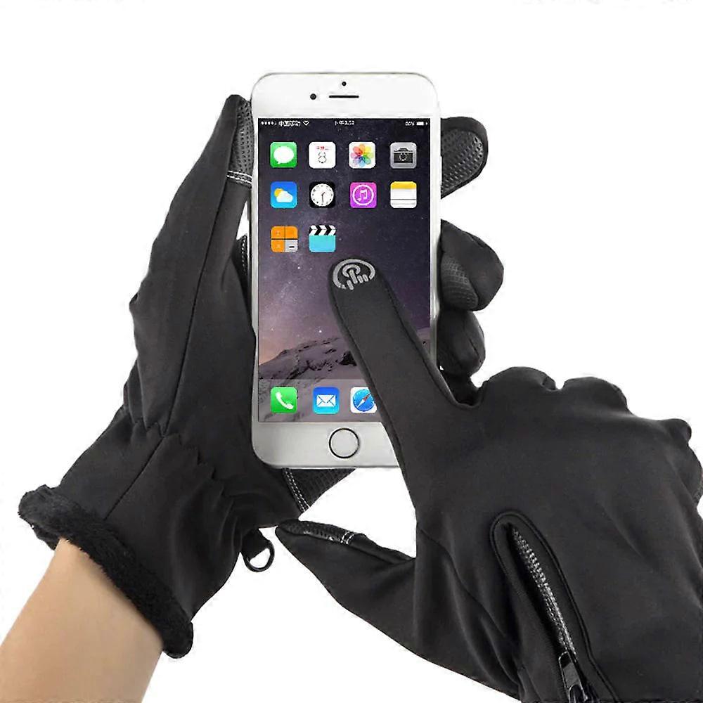 Unisexe Ski D’hiver Plein Doigt Fermeture Éclair Gant Chaud Imperméable En Plein Air Alpinisme Vélo Écran Tactile Plus Moto En Velours