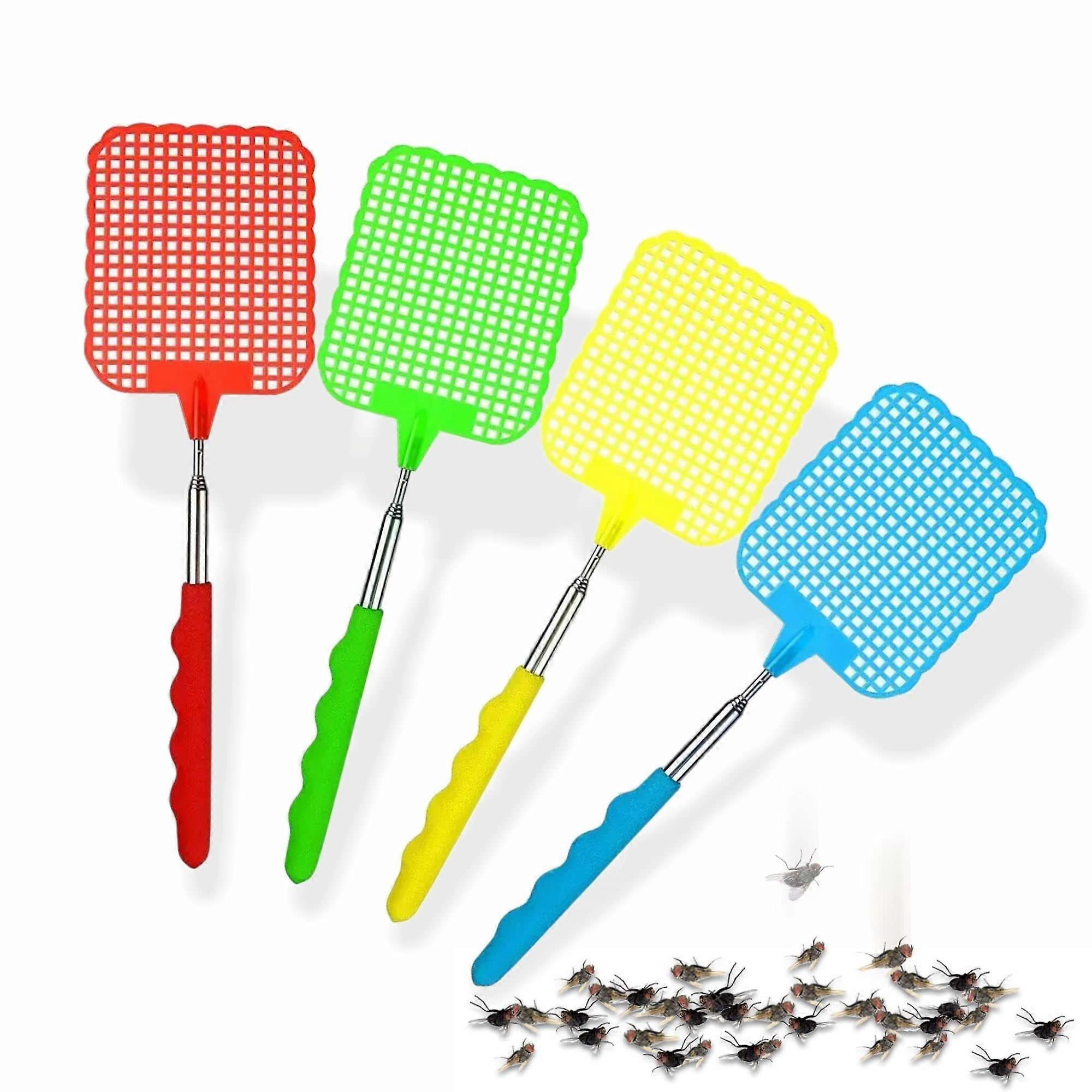 Adjustable Plastic Fly Swatter Retractable Comfortable Manual Extendable Long Steel Handle Telescopic