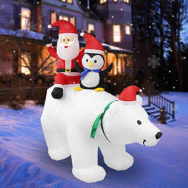Christmas Inflatable Snowman Decor Outdoor - 7ft Blow Up White Snowman with Penguins, Xmas Yard Decor with Built-in LED, Lighted for Holiday Party Dec