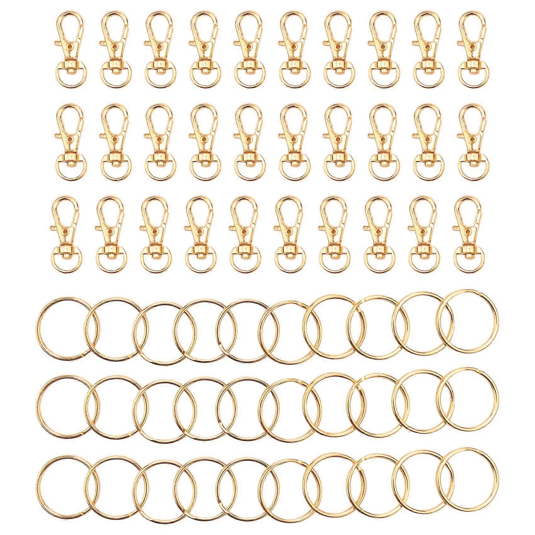 60 Pieces Key Ring Clip Hooks Twist Locks Lanyard Snap Hooks With Split Key Rings (golden)