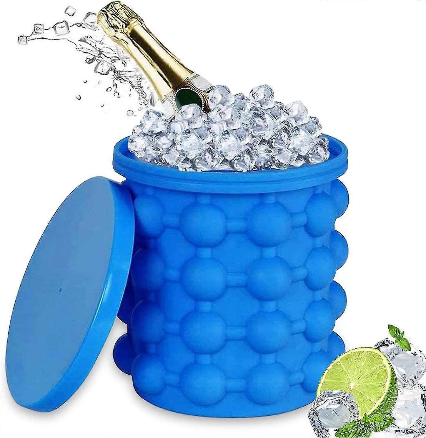 Silicone Ice Cube Mold, Ice Cube Tray With Lid, Round Silicone Ice Bucket Gift