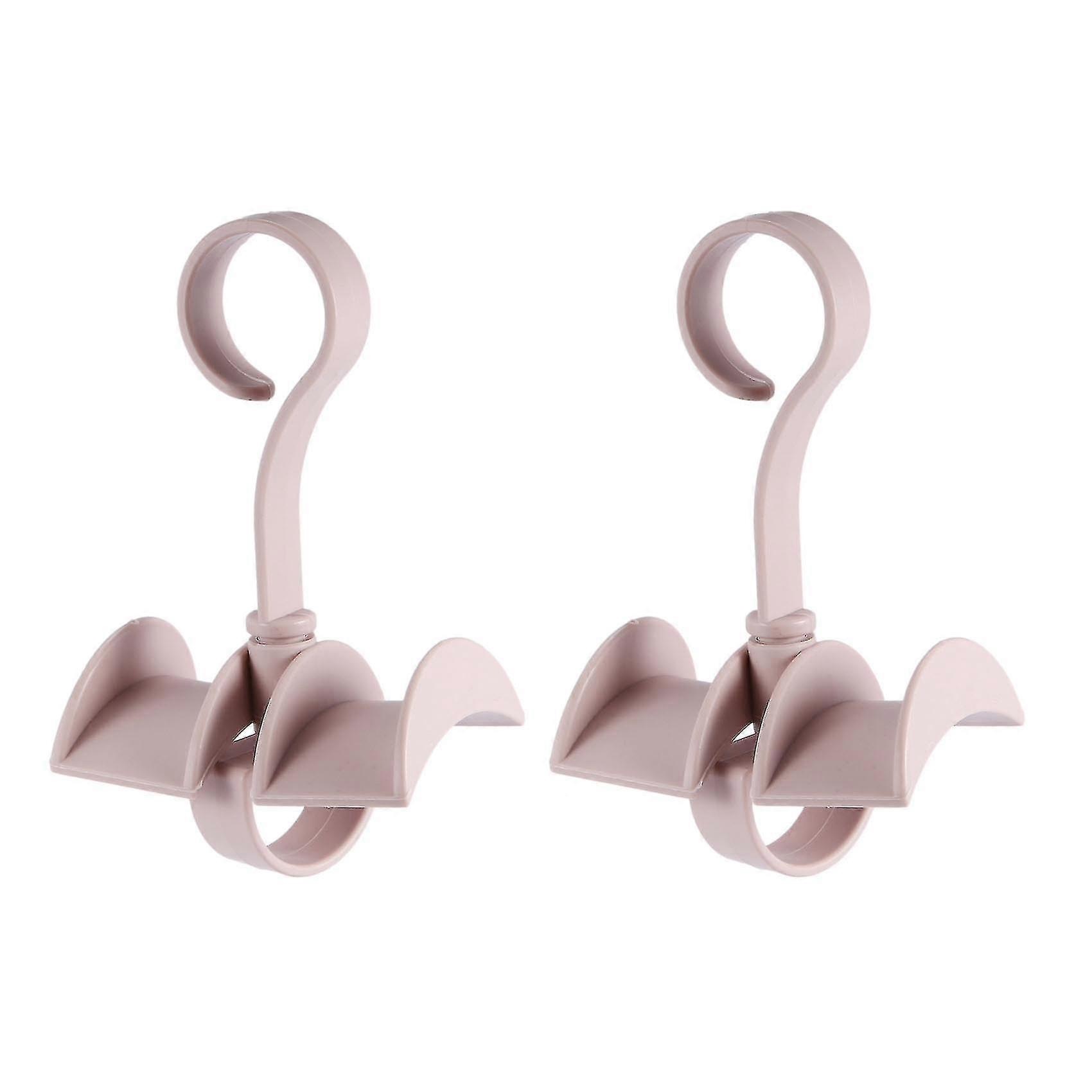 2x Rotating Storage Rack Bag Hanger Clothes Plastic Rack Tie Pink