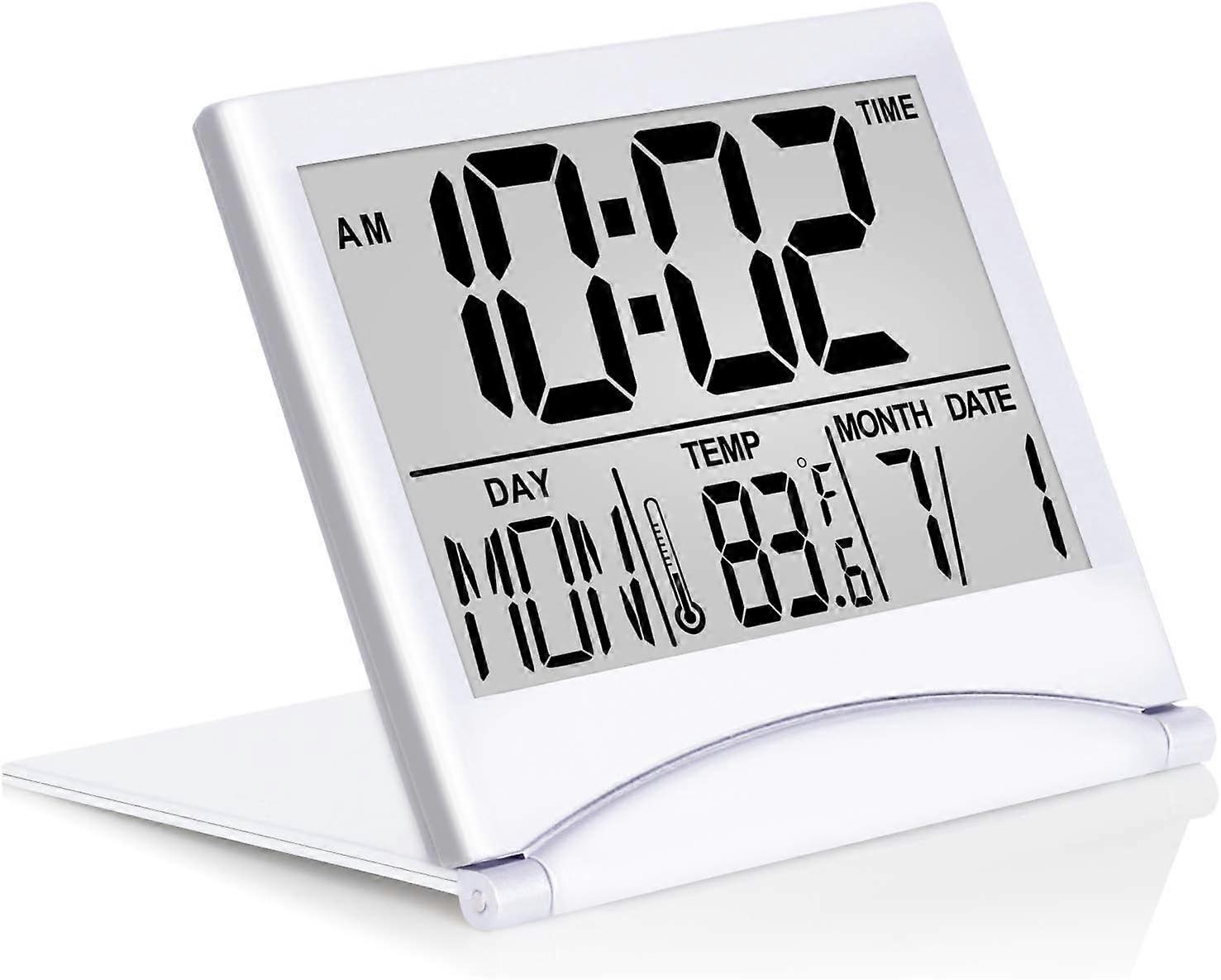 Digital Travel Alarm Clock - Foldable Calendar Temperature Timer