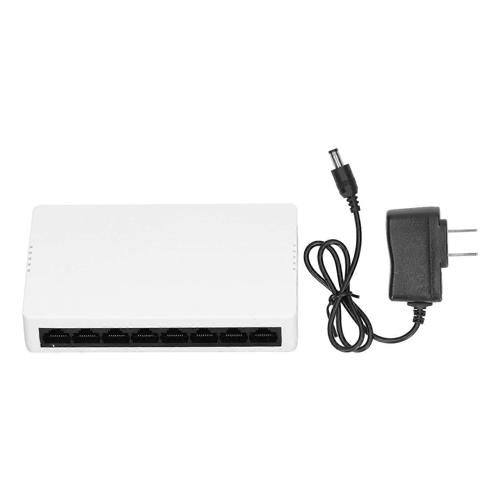 8 Port Ethernet Net Switch High Speed Stability Silent Operation Plug and Play Ethernet Switch US Plug 100?240V 100M/S