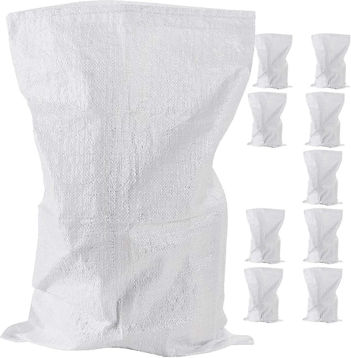 Dww-10 Pack Sacs de gravats tissés - Sacs de construction en polypropylène robustes - Sacs blancs solides - Sacs de rangement industriels Jumbo - 45 x 75cm