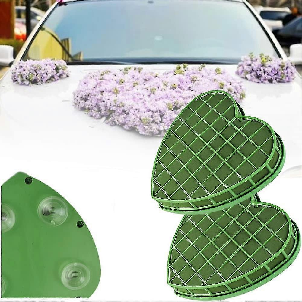 2pcs Heart Shaped Wet Floral Foam, Floral Foam Blocks For Flower Arranging, Tray With Suction Cups, For Floral Art, Table Decoration