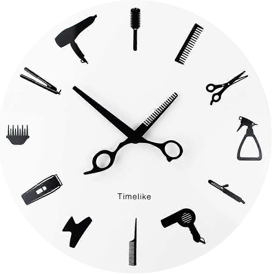 Wall Clock for Hair Salon, Modern Design, White