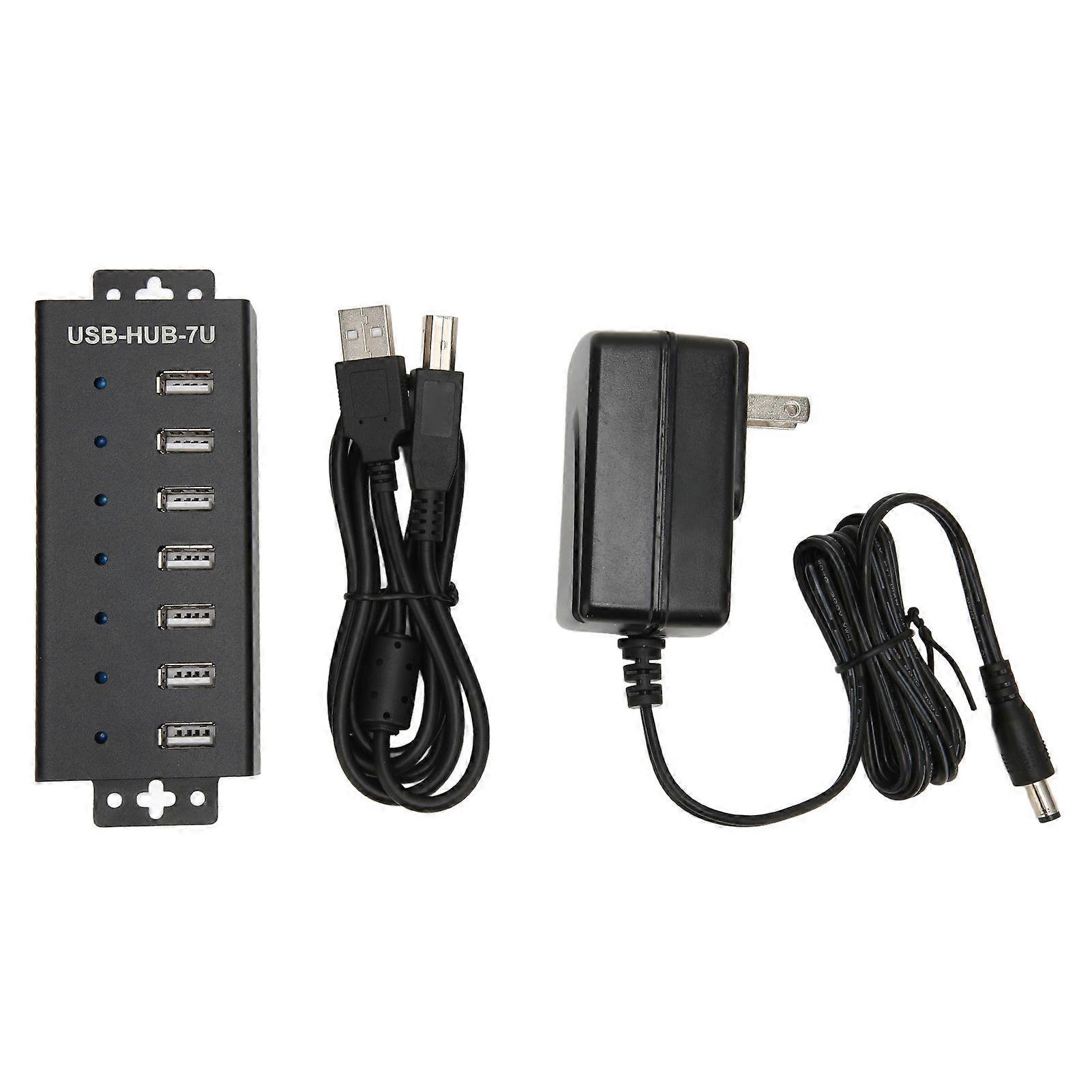 7-Port-USB-HUB USB2.0-HUB in Industriequalität Mehrfachschutz USB2.0-Multi-Interface-Hub 100-240-V-US-Stecker