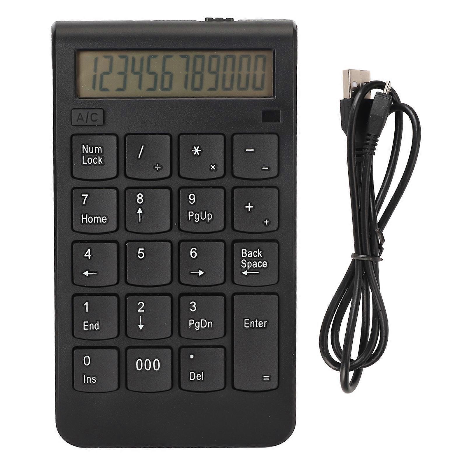 2.4G Numeric Keypad with Screen U Shaped Keys 32.8ft Effective Distance Low Noise USB Number Pad for Laptop PC