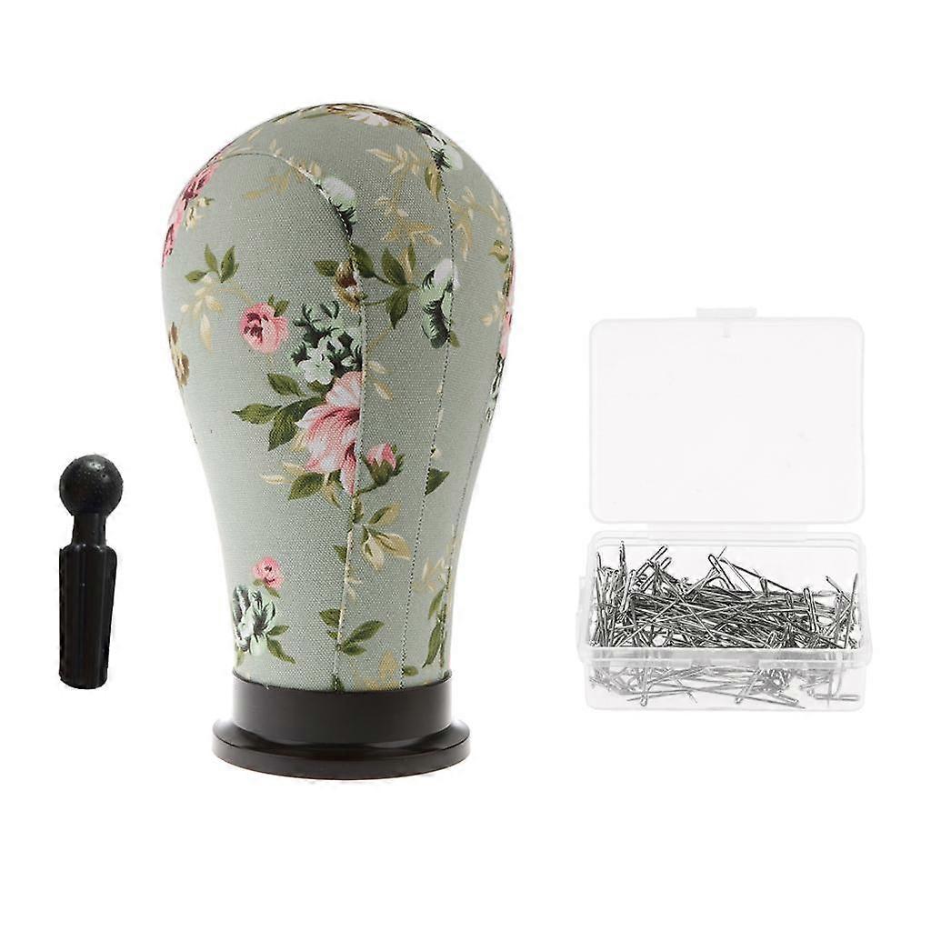 21'' Mannequin Model Cork Head Canvas Block Wig Making Display Holder+T Pins