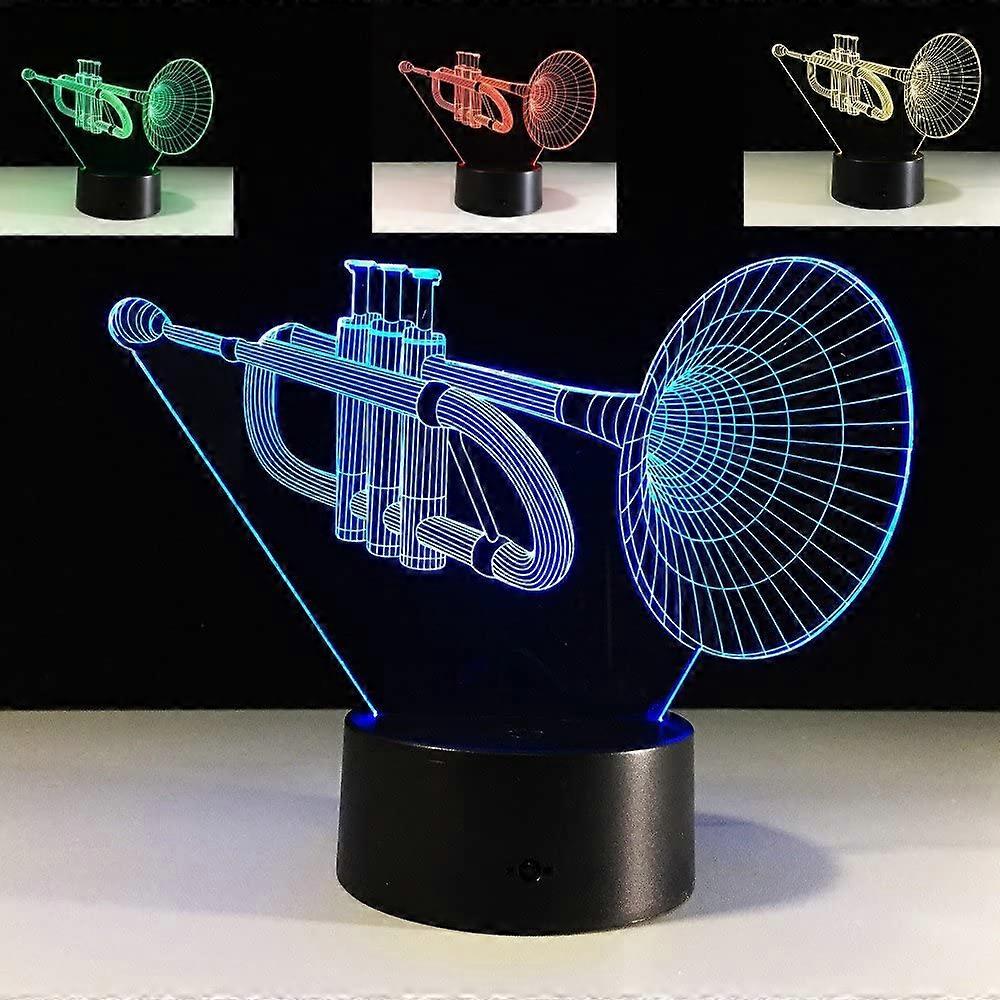 3D Horn Trombone Night Light 7 Color Change LED Table Desk L