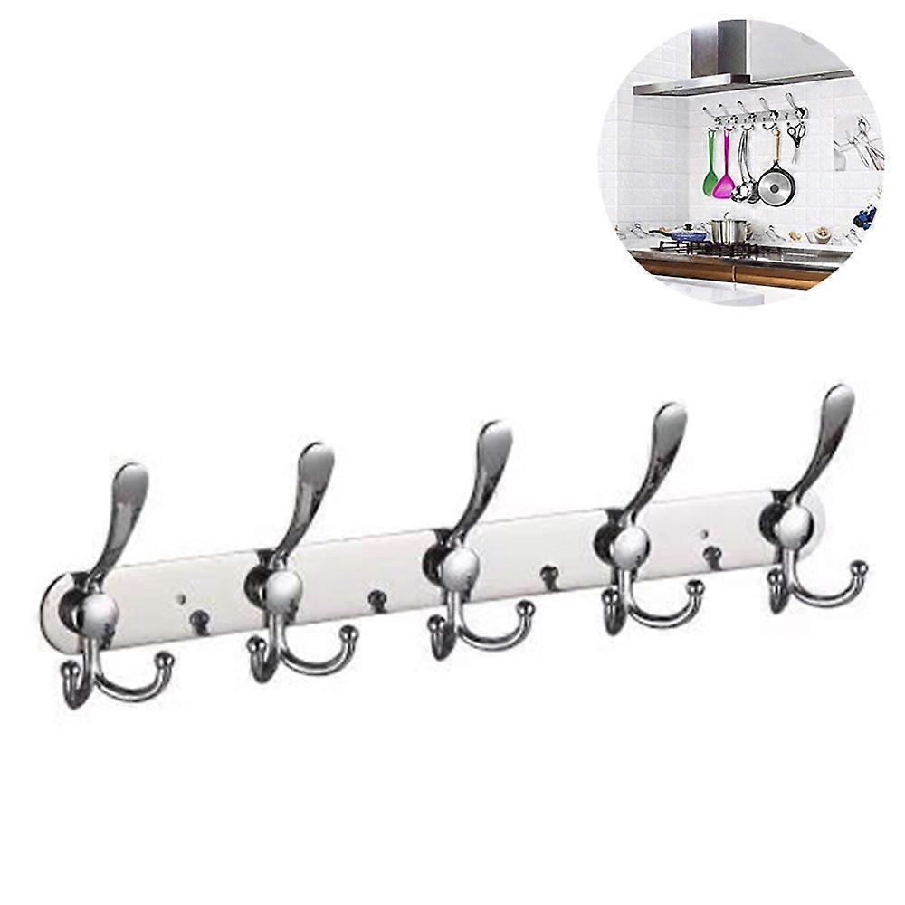 Coat Rack Wall Mounted Long,5 Tri Hooks for Hanging Coats, Coat Hooks