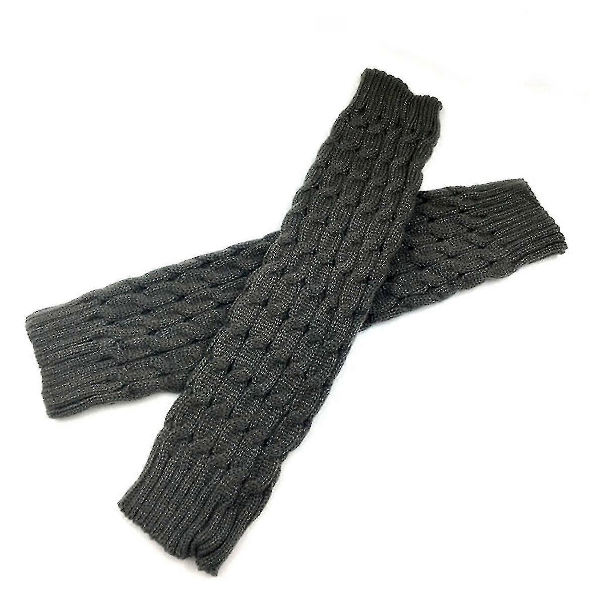 女性レディースウィンターウォームロングレッグウォーマーケーブルニットニットかぎ針編みロングソックス