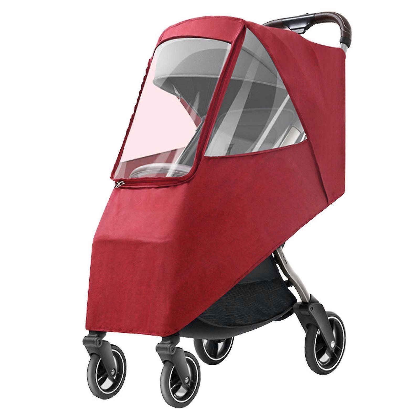Waterproof Windproof Dustproof Coldproof Travel Stroller Rain Cover - Wine Red