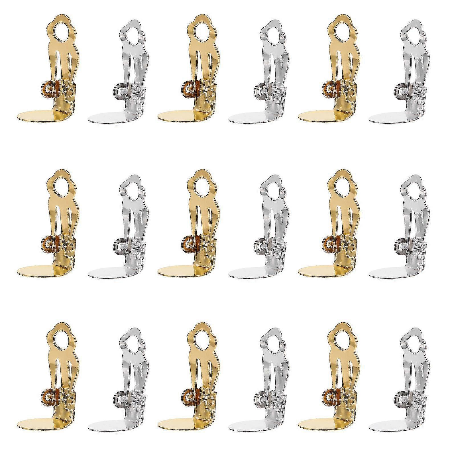 80pcs עגיל קליפים חלקים Diy תכשיטים אביזרים אוזן קליפ בסיס (כסף, זהב)