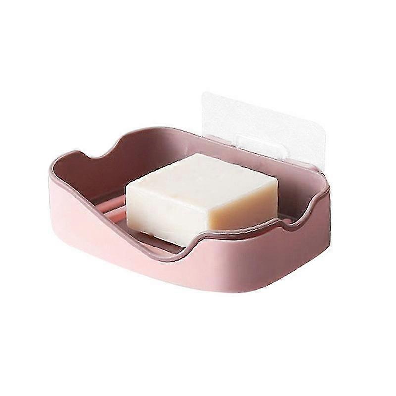 Soap Dish Pink Double Layer Soap Dish Without Drilling Wall Mounted Sponge Soap Holder Soap Dish
