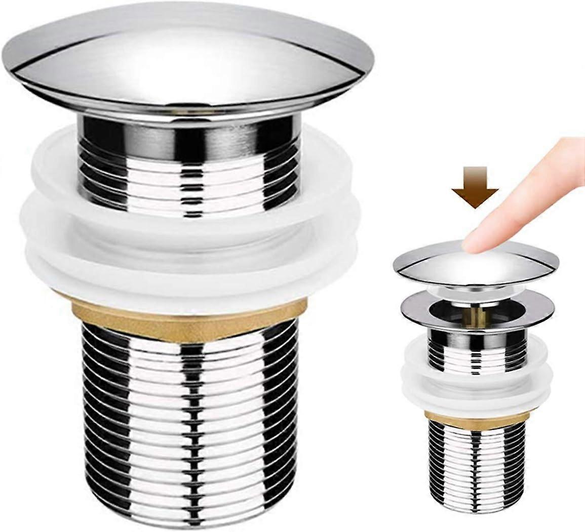 Spring drain for washbasin - click-clack pop-up drain with push button