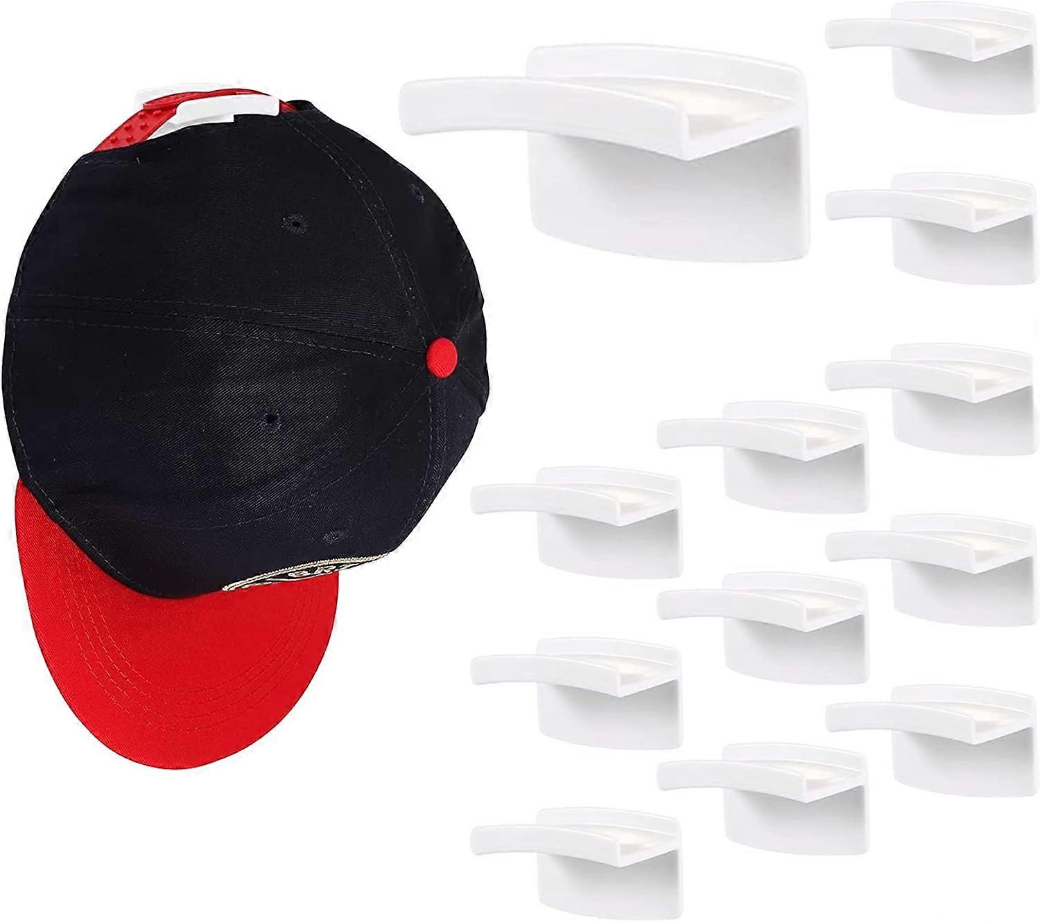 12 Pack Self Adhesive Hat Hooks - Minimalist Wall Mounted Hat Organizer - Hat Storage Hooks