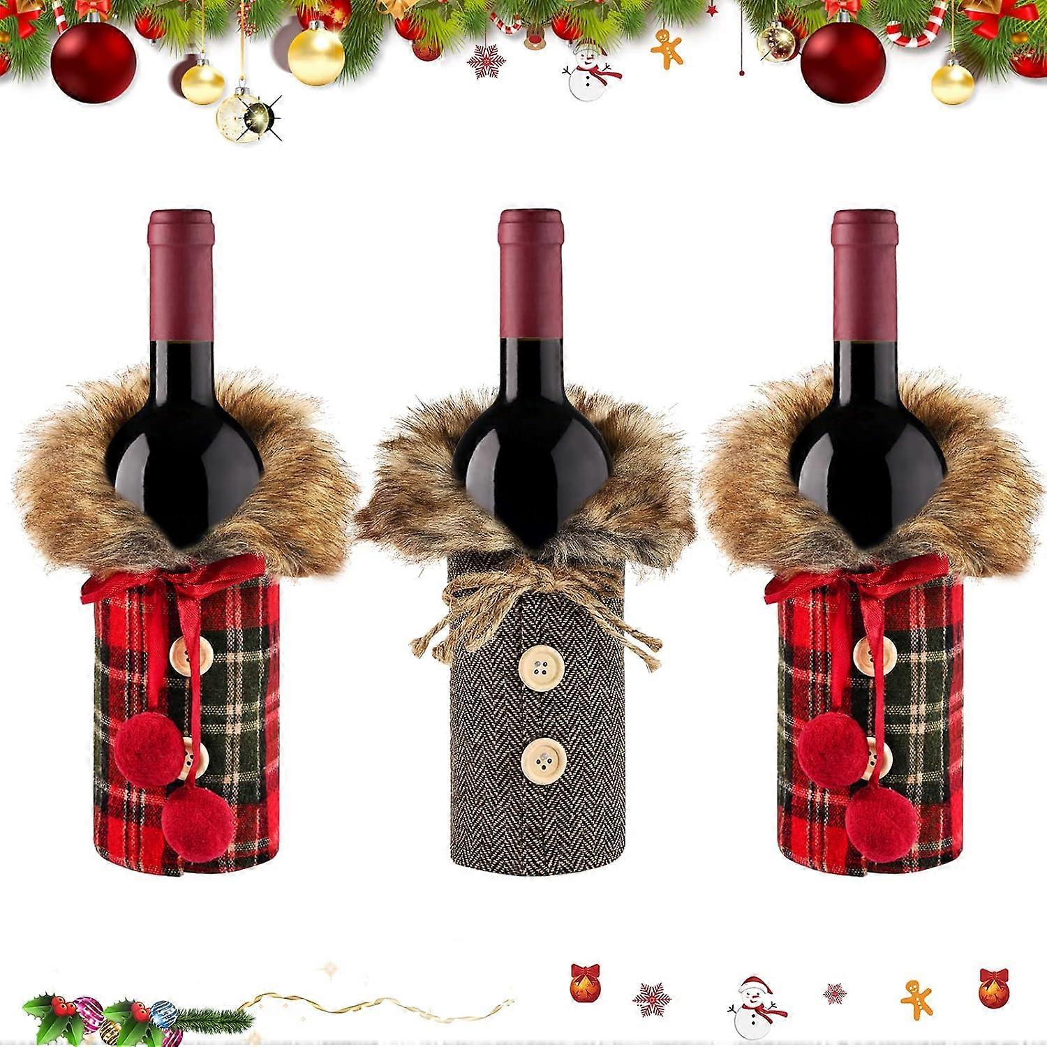 3 stk julevinflaskedeksel, julevinflaskeposer, julevinflaskedeksel til juledekorasjon hjemmefest bankettbord decoratio