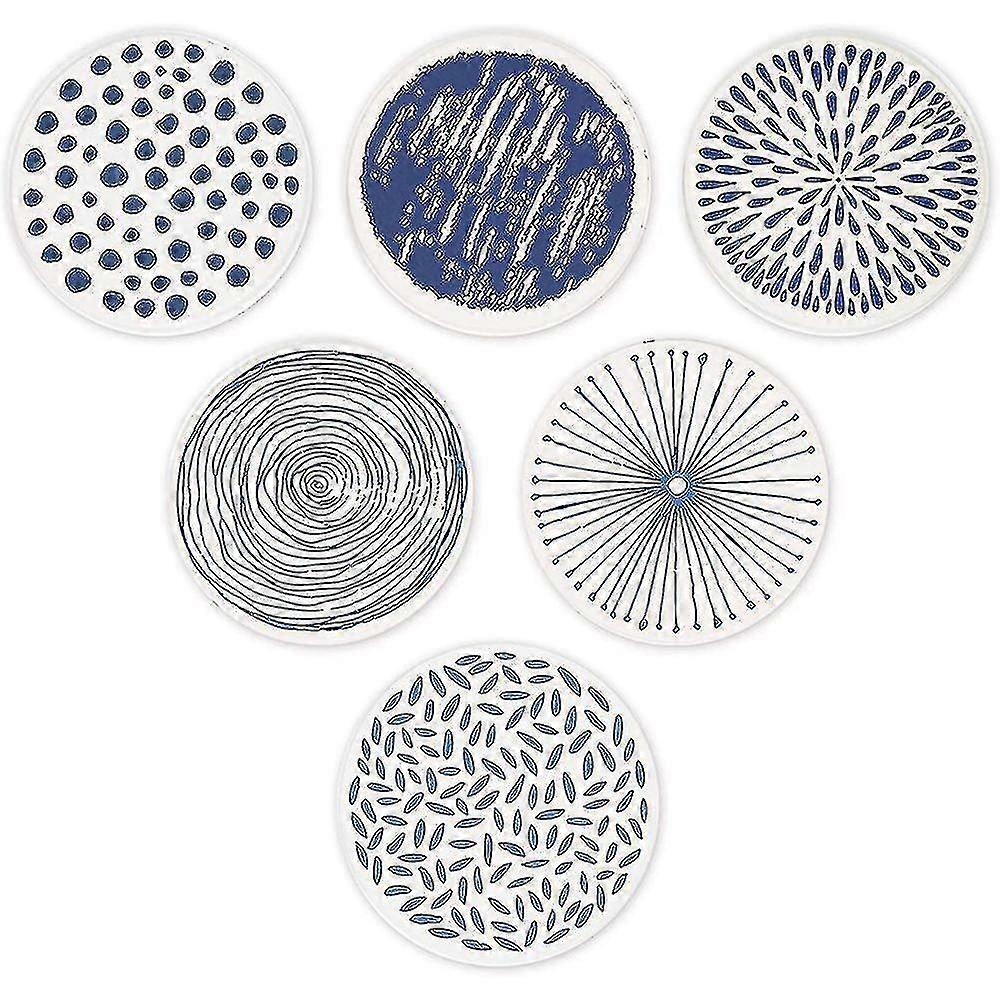 Set Of 6 Coasters - Round Drinks Absorbent Ceramic Coaster Set For Kinds Of Mugs And Cups