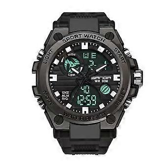 Orologio Elettronico Da Uomo Movimento Al Quarzo Doppio Display Orologio Sportivo Digitale Con Data Luce Luminosa per Studente Nero