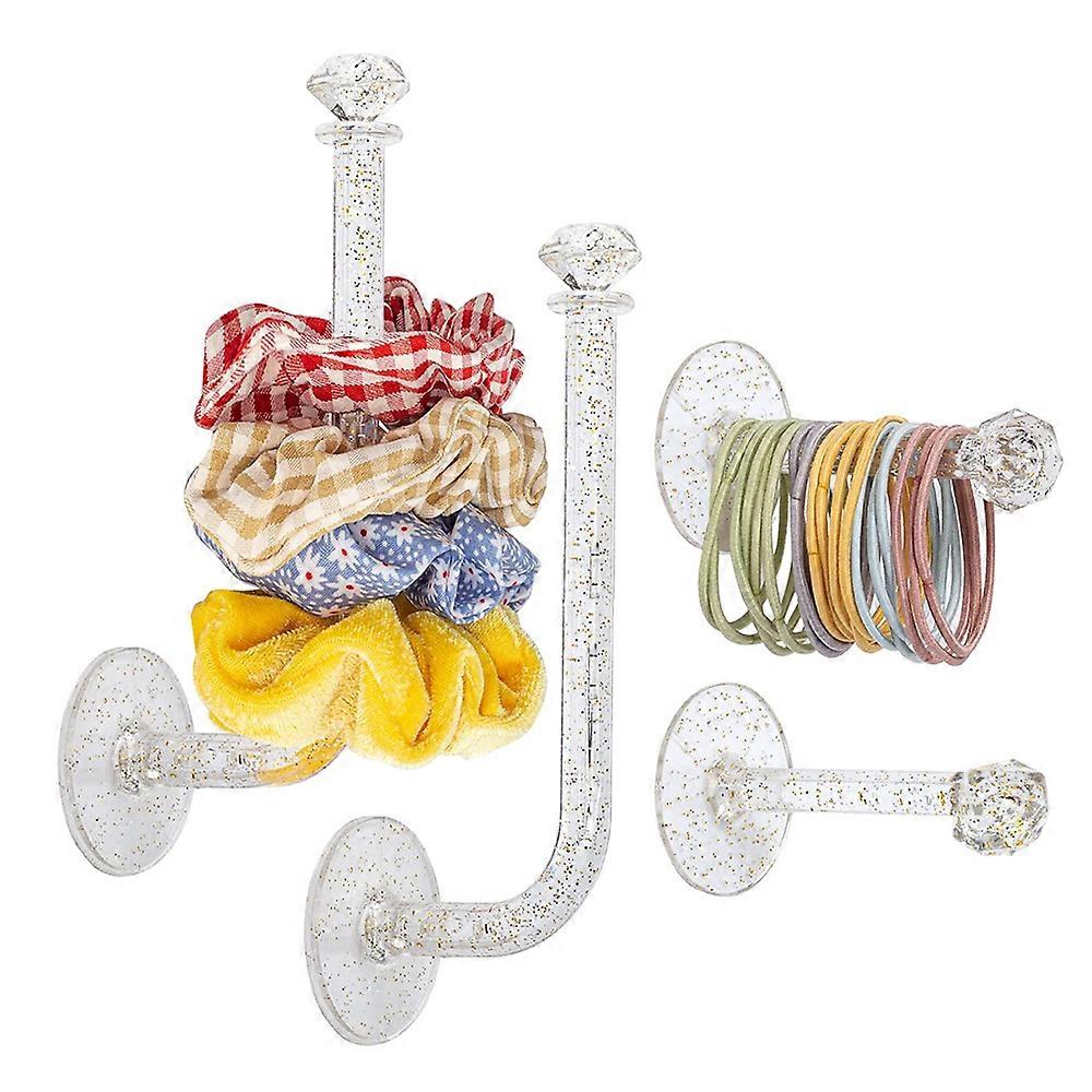 Girls Hair Accessories Storage - Στήριγμα κεφαλής με ακρυλικό διάφανο Glitter αυτοκόλλητο στήριγμα Scrunchy Holder