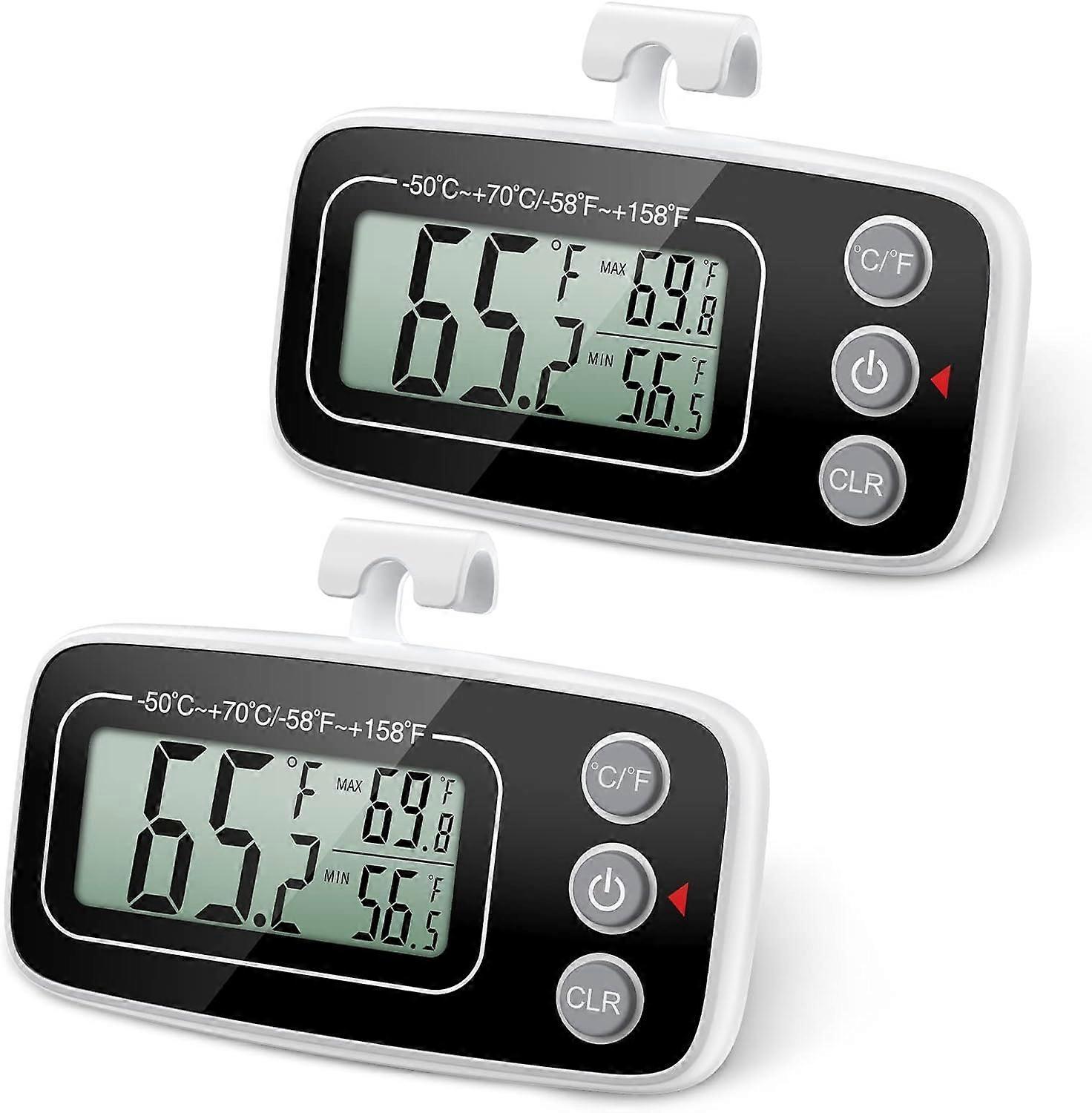 portable,2 PackFridge Thermometer, Digital Refrigerator Freezer Thermometer with Large LCD Display, Min/Max Function, 3 Support Methods, C/F Convertib