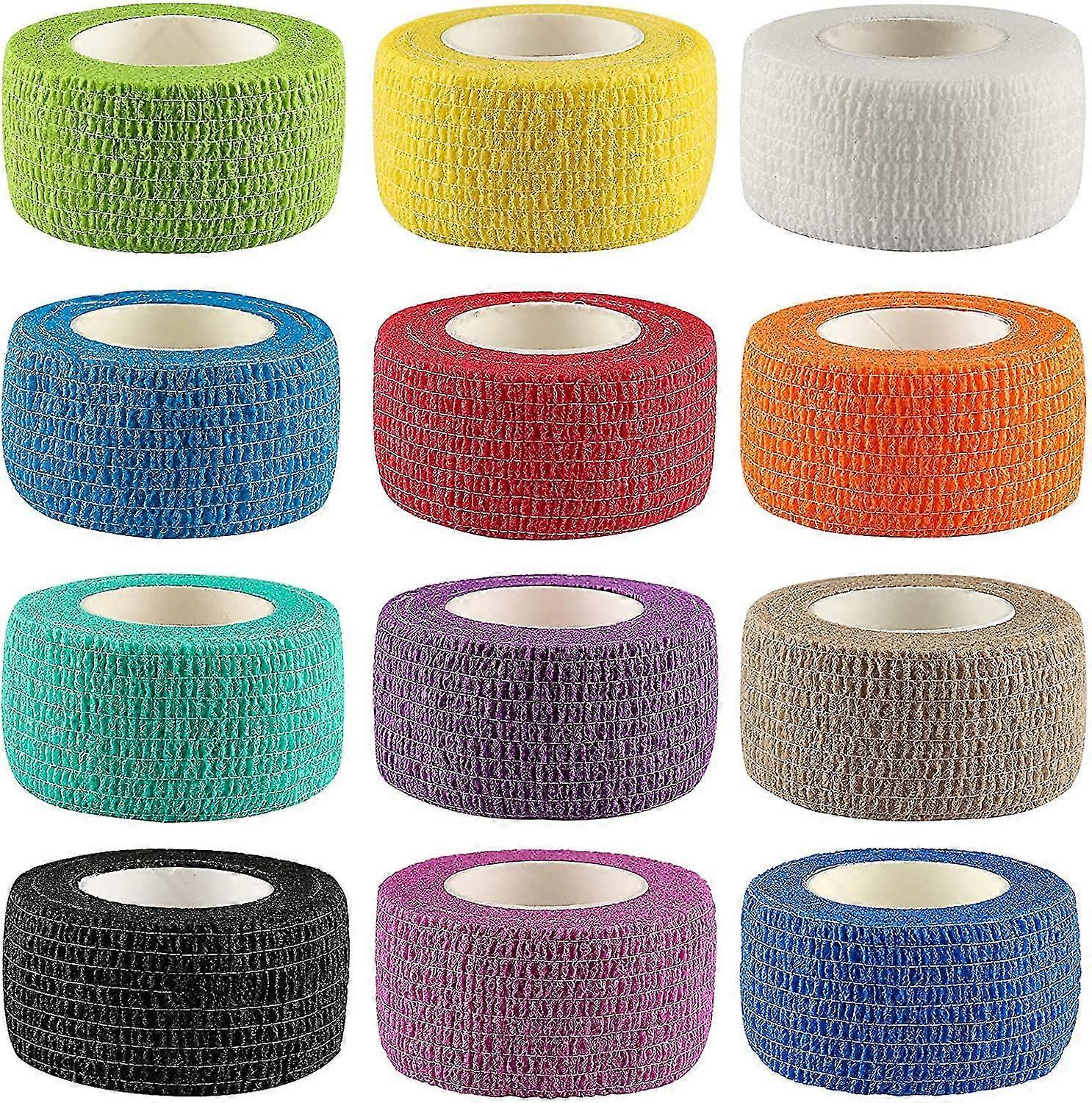 12pack 1" X 5 Yards Self Adhesive Bandage Wrap, Elastic Self Adherent Wrap