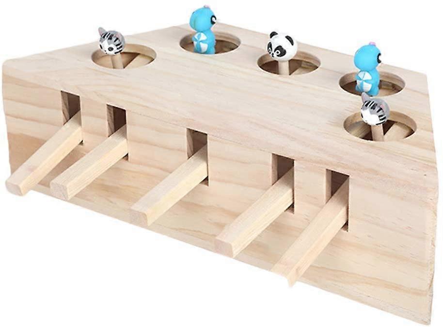 Interaktives Katzenspielzeug, Holz, Spielzeug, Maulwurfsmaus, Puzzlebox mit  niedlichem Cartoon-Spielzeug fr Katzen | Fruugo DE