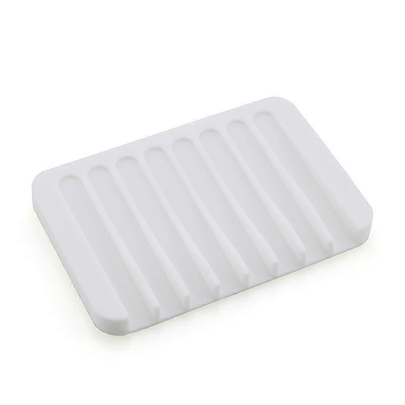 Self-flowing silicone soap dish for bathroom or kitchen white