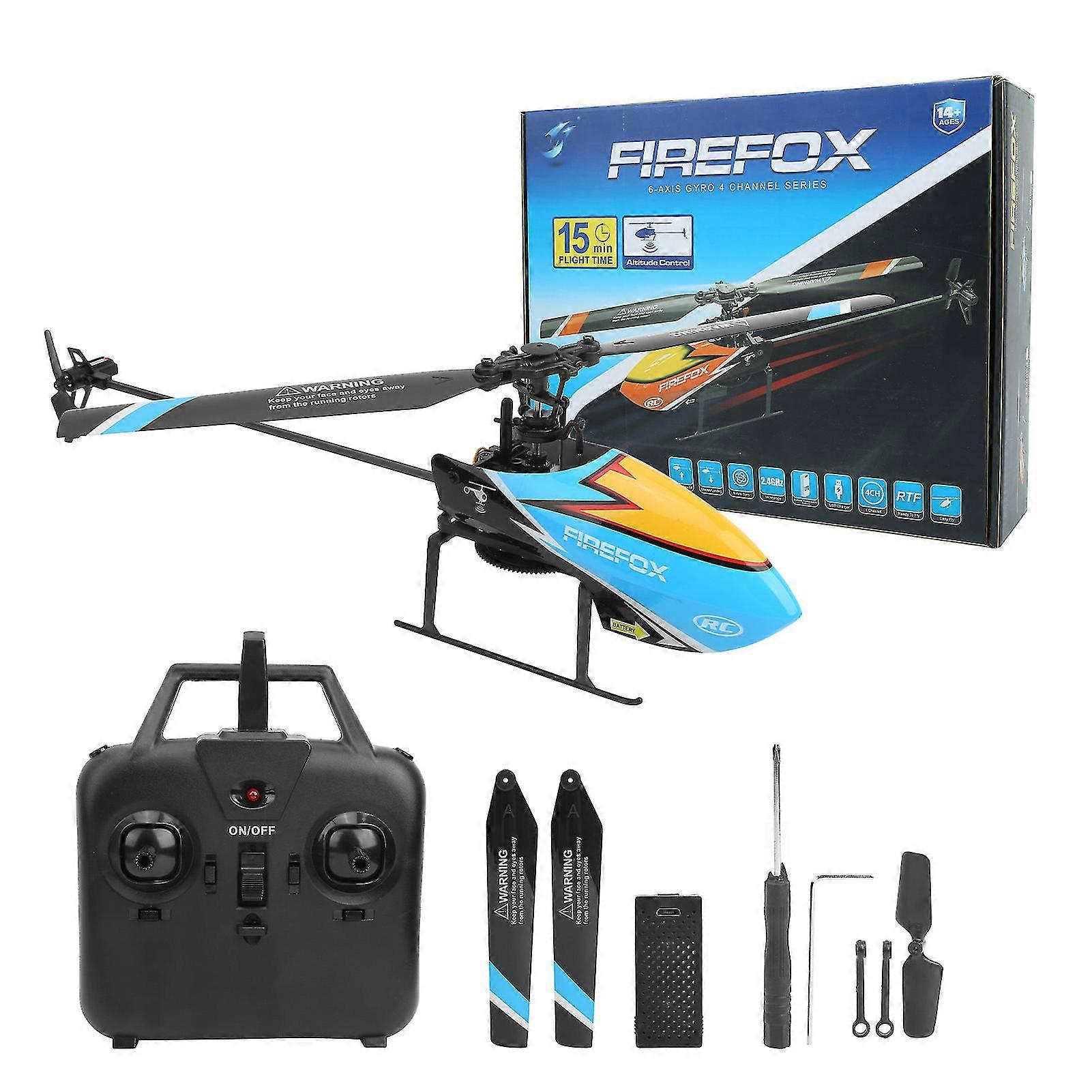 4 Channel Flybarless Fixed Height Helicopter Remote Control Aircraft - C129 Blue