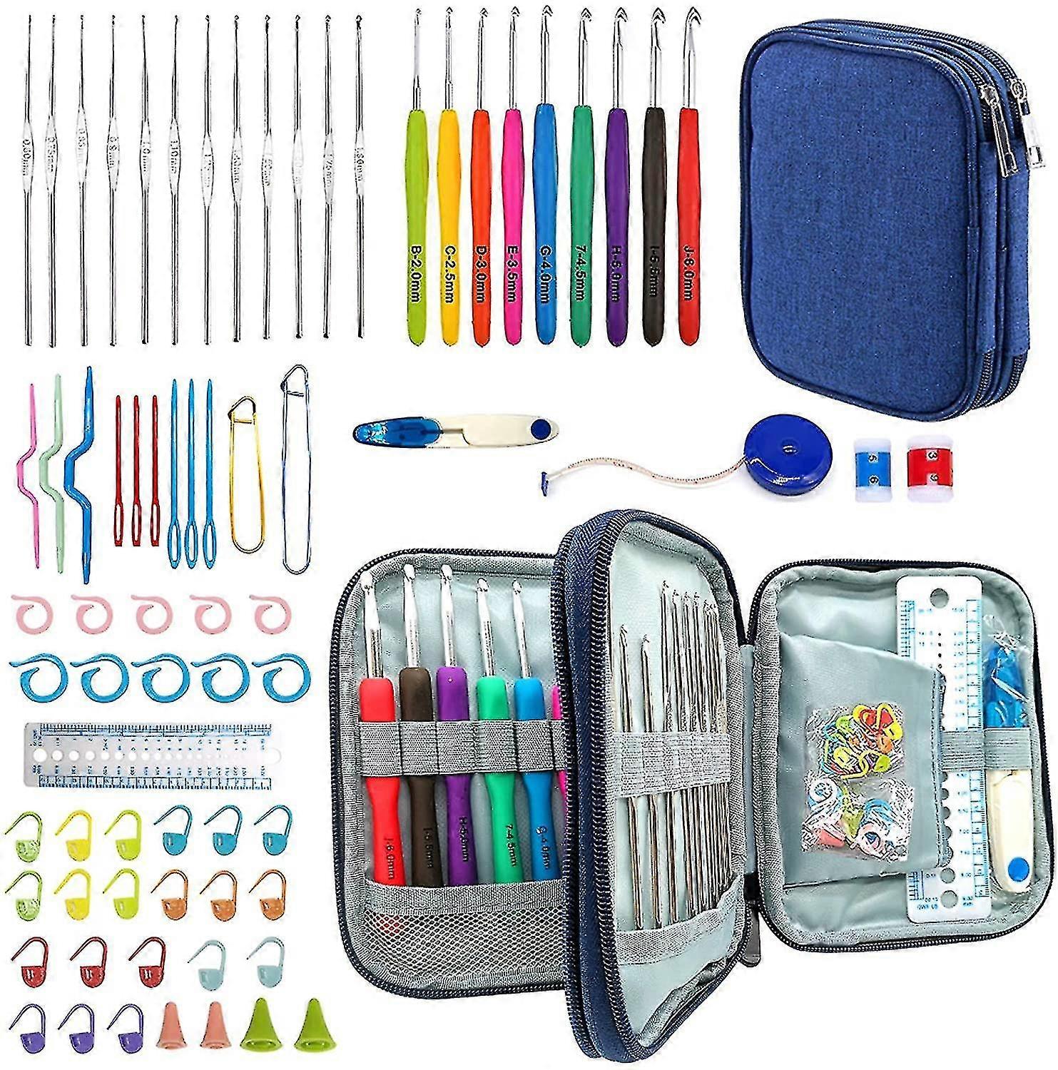 72 Pcs Coloured Crochet Hooks Set