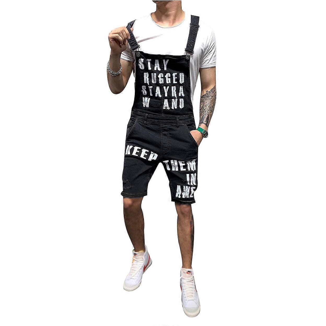 Men Slim Fit Bib Overalls Jumpsuit Jeans
