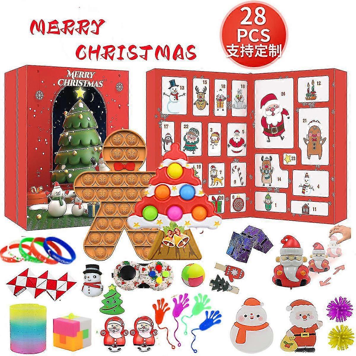 Christmas Double-sided Blind Box Set Diy Decompression Venting Sensory Toys 24-day Countdown Gift Box