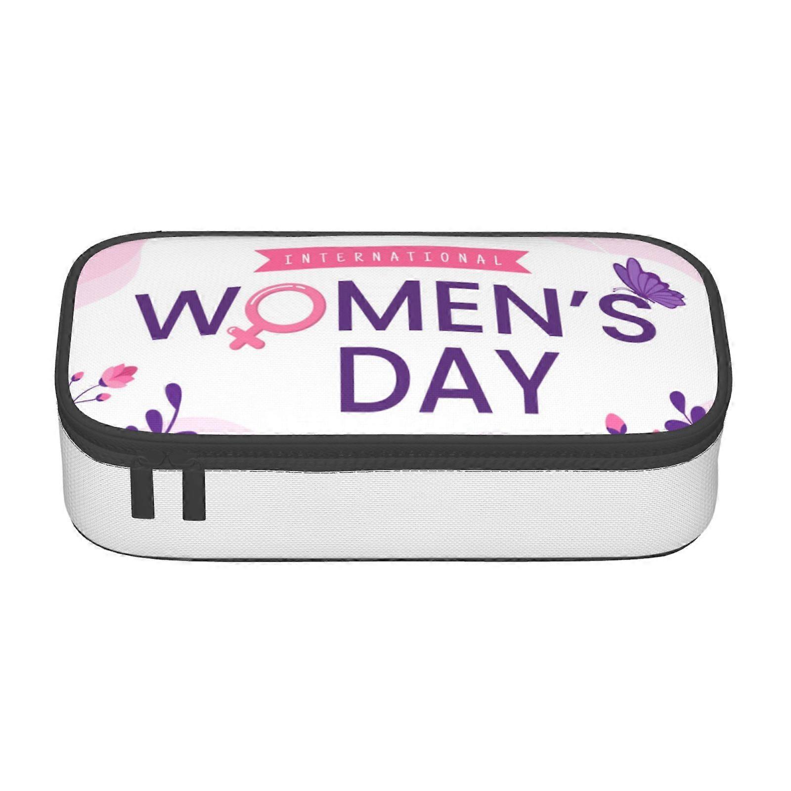 اليوم العالمي للمرأة مقلمة حقيبة مكياج كبيرة السعة حقيبة قلم رصاص حقيبة لوازم مكتبية قرطاسية صندوق قلم رصاص مع سحاب 1