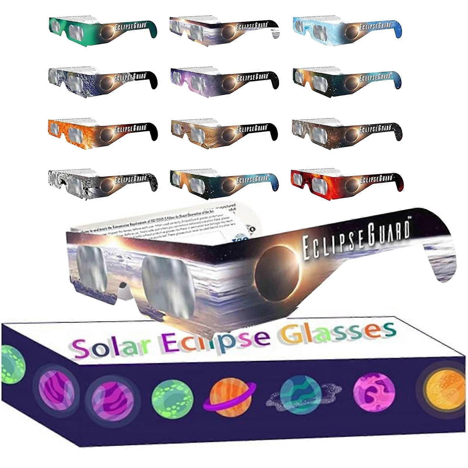 Solar Eclipse Glasses 2024 CE And ISO Certified With 6 Different Color Durable Paper Frames For Direct Sun Viewing,100% New