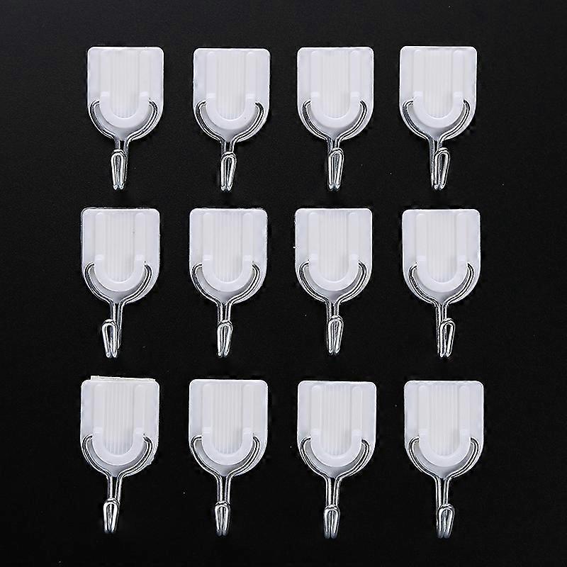 Set of 12 Adhesive Hooks Seamless White Wall Hooks Rustproof Wall Hooks