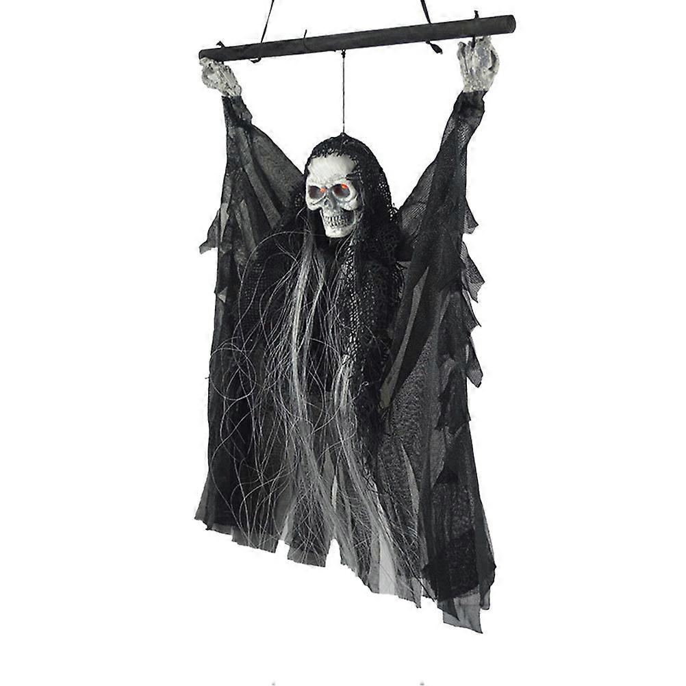 Halloween Hanging Ghost Prop with Light Sound Animated Skeleton