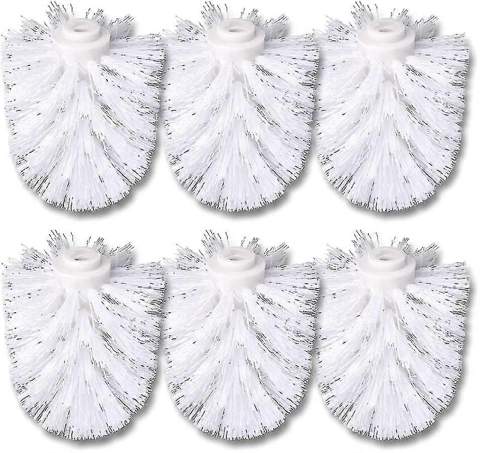 6pcs Toilet Replacement Brush Head White Replacement Brushes Diameter 8cm