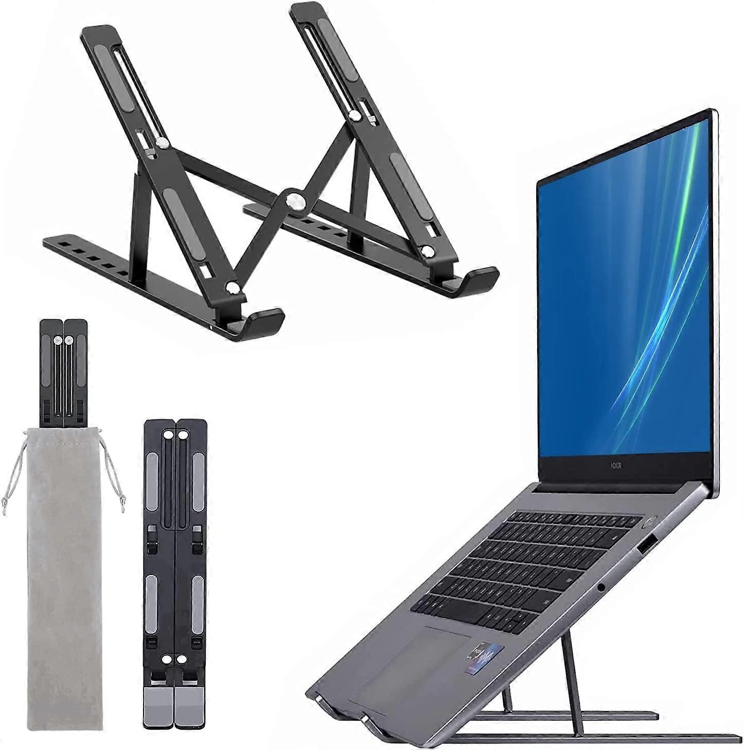 Laptop Stand, 6 Tier Height Adjustable, Ventilated Aluminum Laptop Computer Desk, Non-Slip Silicone 10-17''