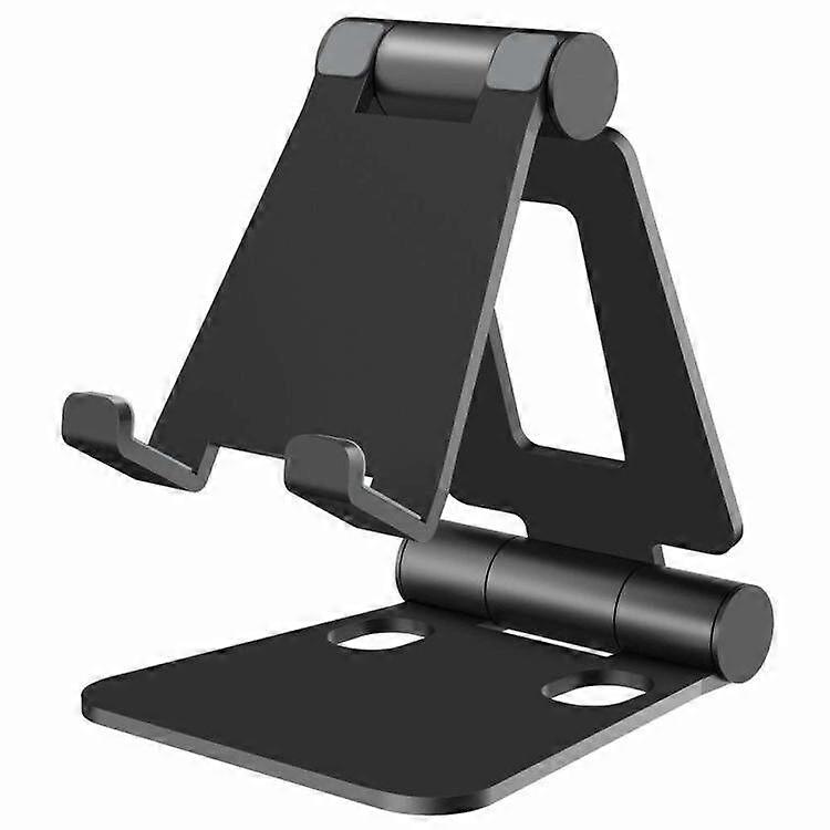 Dual Folding Phone Stand, Fully Adjustable Foldable Desk Phone Stand Base, Compatible with All Phones - A4 Black
