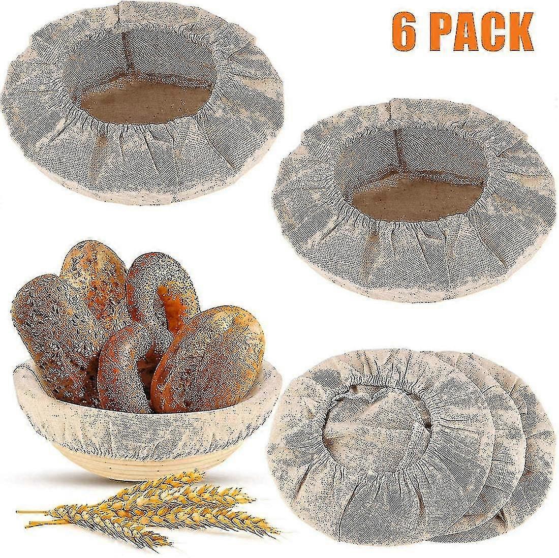 6 Pieces Round Linen Insert For Bread Dough Basket Cover-MXBC