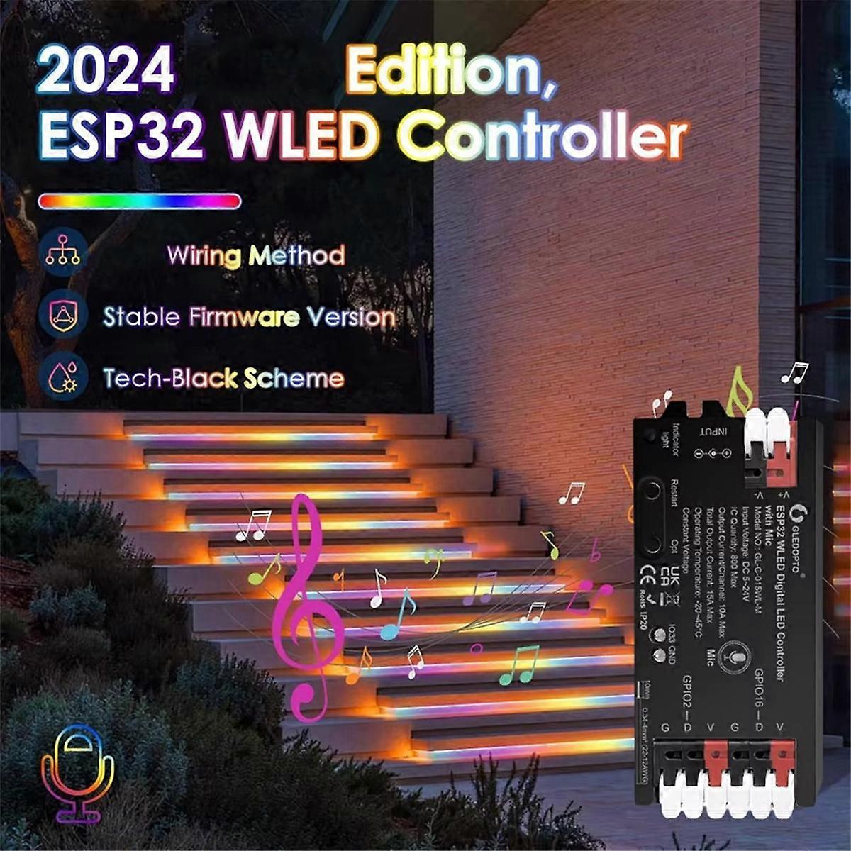 WLED Light Strip Controller ESP32 LED-kontroller för RGB RGBW WS2812B SK6812 WS2811 TM1814 WS2813 WS2815 Svart